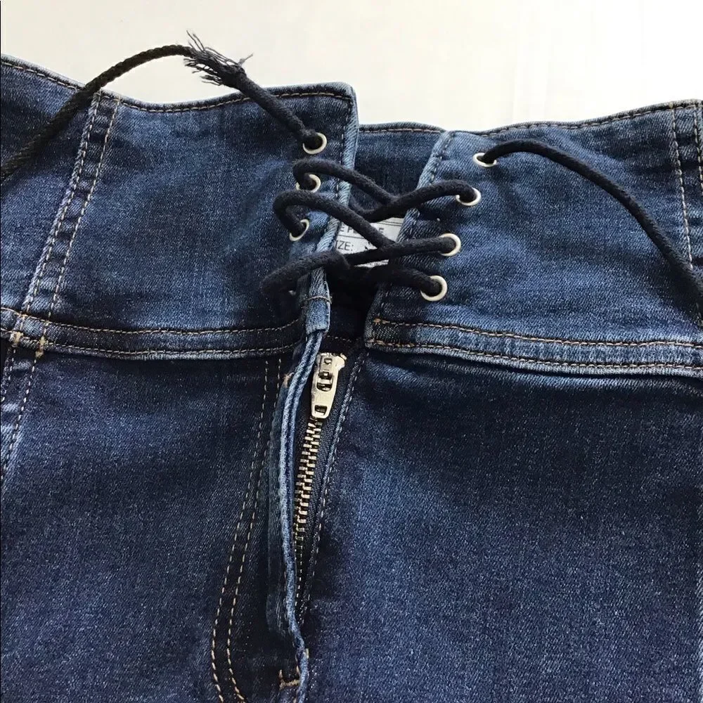 Free People Denim Min Skirt Blue Modern Femme Jean Denim Mini Skirt